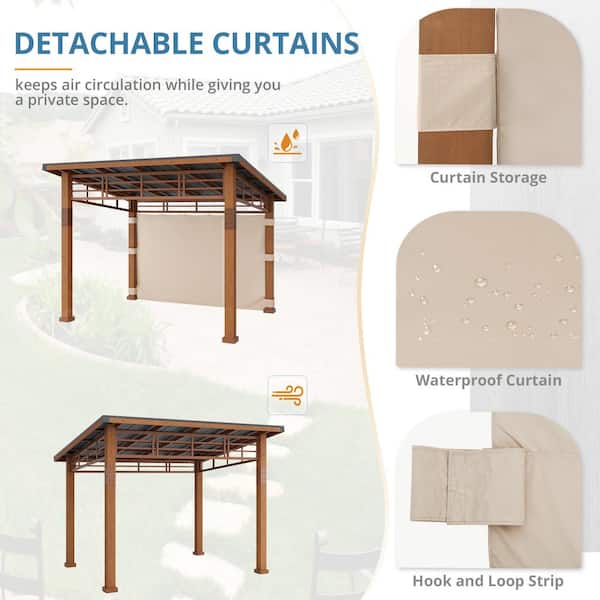 LUE BONA Hampton 10 ft. x 12 ft. Brown Cedar Wooden Gazebo LUE BONA Hampton 10 ft. x 12 ft. Brown Cedar Wooden Gazebo