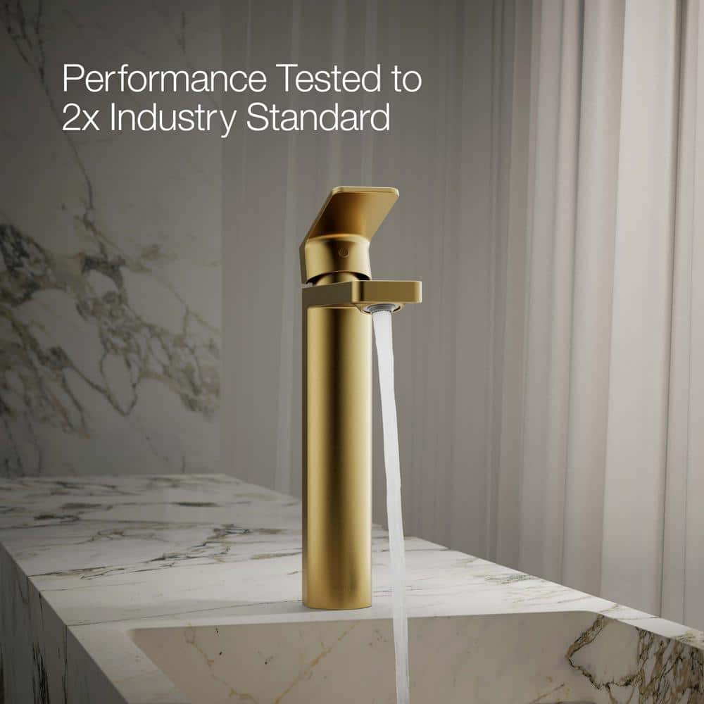 Vibrant Brushed Moderne Brass Tall Single-Handle Bathroom Faucet