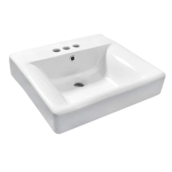 NuvoFusion 20 in. Ceramic Semi-Recessed Bathroom Sink in White