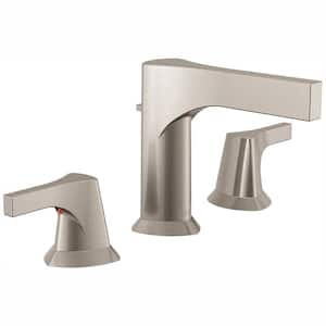 Zura 8 in. Widespread 2-Handle Bathroom Faucet with Metal Drain Assembly in Stainless