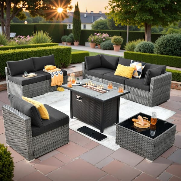戸次です 椅子 HOOOWOOO Messi Gray 10-Piece Wicker Outdoor Patio