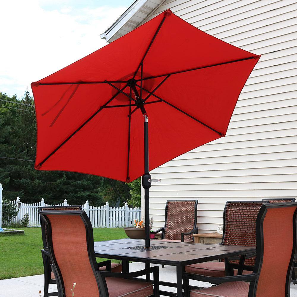 Burnt Orange 7.5' Aluminum Patio Umbrella with Tilt and Crank