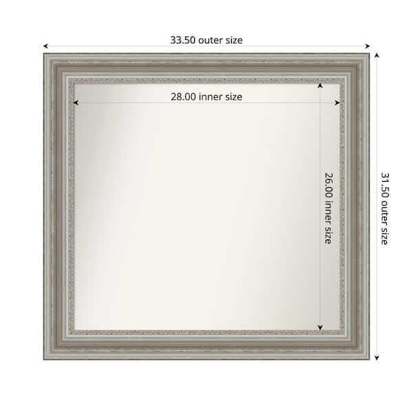 Amanti Art Parlor Silver 33.5 in. x 31.5 in. Custom Non-Beveled Recycled Polystyrene Framed Bathroom Vanity Wall Mirror