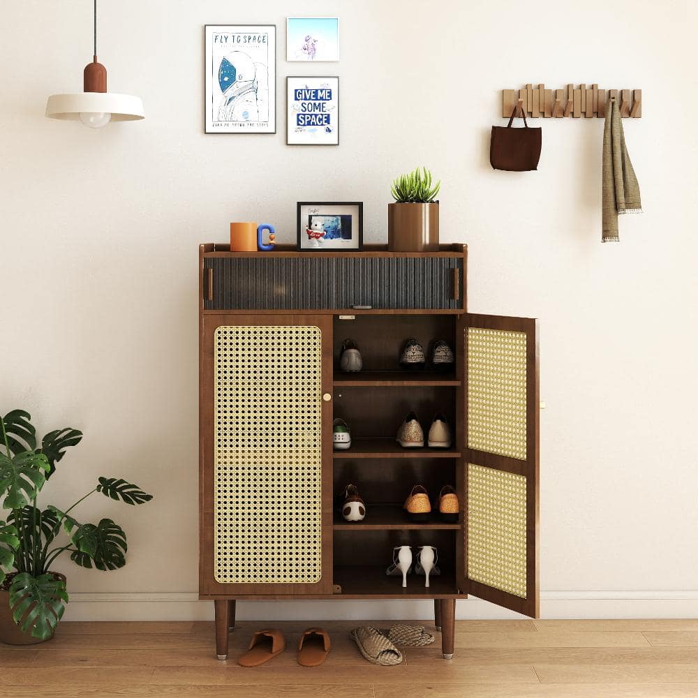 B BALANBO Ventilated Bamboo Shoe Storage Cabinet 5-Tier Entryway