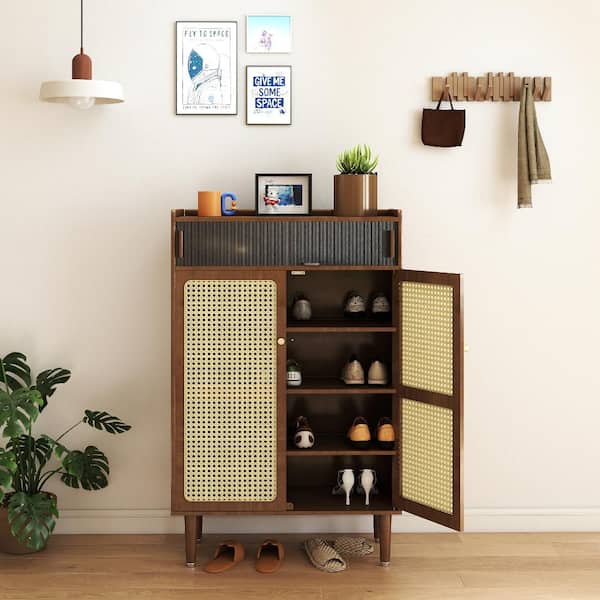 B BALANBO Ventilated Bamboo Shoe Storage Cabinet 5-Tier Entryway
