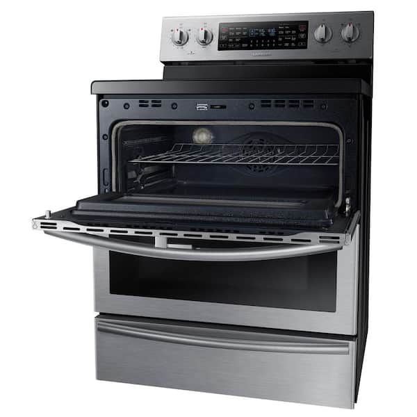 Samsung 30 In 5 9 Cu Ft Flex Duo Double Oven Electric Range With Self Cleaning Convection Dual Door Oven In Stainless Steel Ne59j7850ws The Home Depot