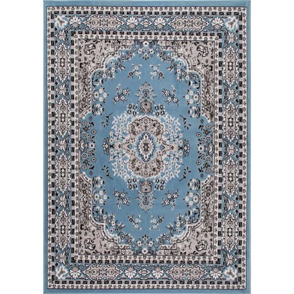 Home Dynamix Premium Blue/Grey 8 ft. x 10 ft. Medallion Area Rug