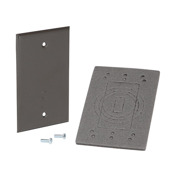 Commercial Electric 1-Gang Blank Metallic Weatherproof Cover, Bronze