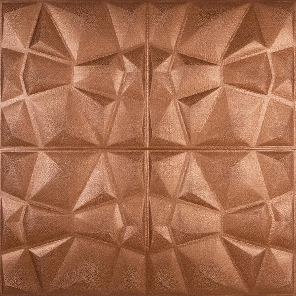 Falkirk Jura II 1/3 in. 28 in. x 28 in. Peel and Stick Copper Bronze Diamond PE Foam Decorative Wall Paneling