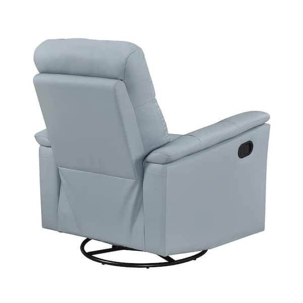 Lazzara Ouray Blue Leather Upholstery Manual Swivel Glider