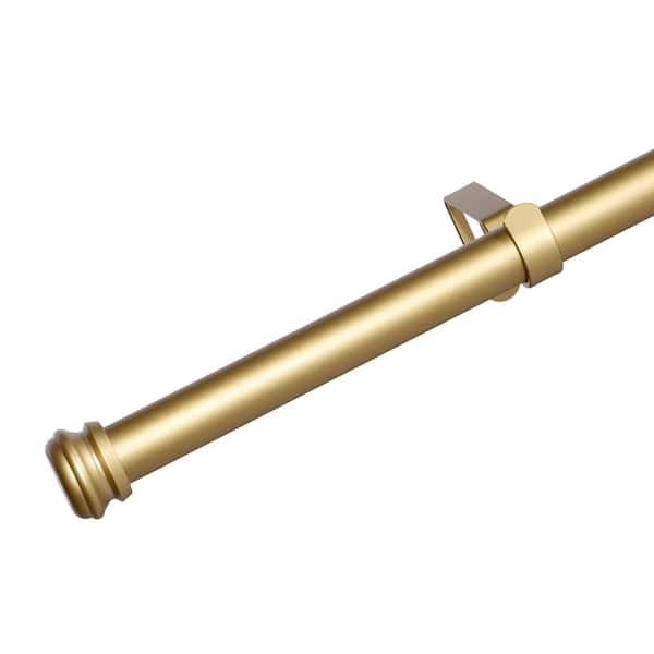 LORDEAR 28 in. - 48 in. Adjustable Single Curtain Rod 1 in. in Gold with End Cap Finials