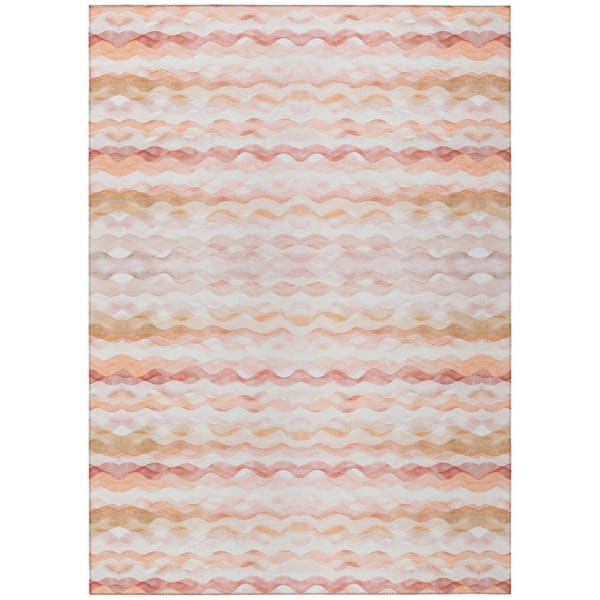 Surfside Orange 3 ft. x 5 ft. Geometric Indoor/Outdoor area rug