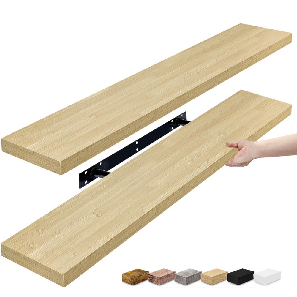 Maple Wood Extra Long Floating Wall Shelves, 35" x 9"