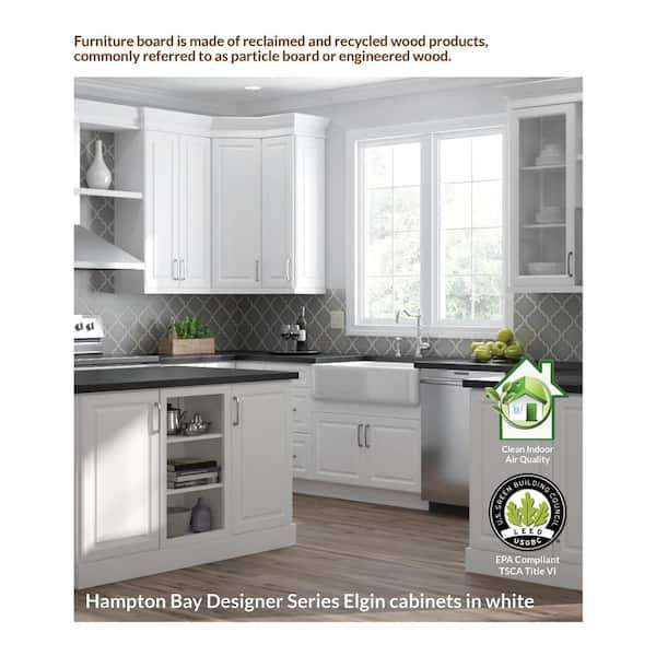 Hampton Bay Designer Series Melvern Assembled 24x34.5x23.75 in. Drawer Base  Kitchen Cabinet in White B3D24-MLWH - The Home Depot