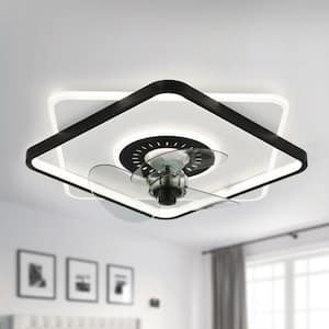 Cotti 20 in. Integrated LED Indoor White Square Low Profile Ceiling Fan with Light, Flush Mount Ceiling Fan with Remote