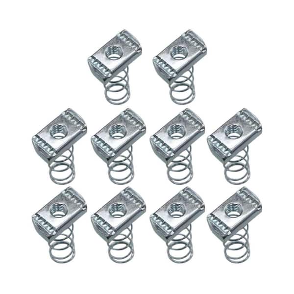 3/8 in. - 16 Long Spring Strut Channel Nuts with Zinc Electroplate Finish for Great Use Unistrut Channels, 10-Packs