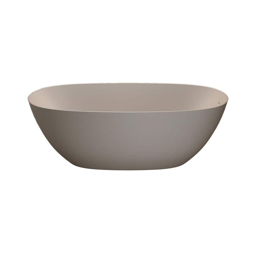 57 in. x 30.7 in. Resin Stone Soaking Bathtub With Center Drain, Solid Surface Tubs with Overflow in Beige price history on PriceWatchPro