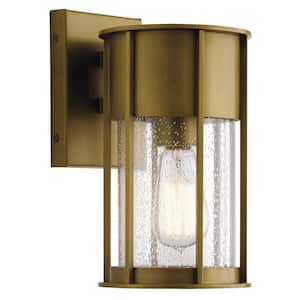 Camillo 11 in. 1-Light Natural Brass Outdoor Hardwired Wall Lantern Sconce with No Bulbs Included (1-Pack)