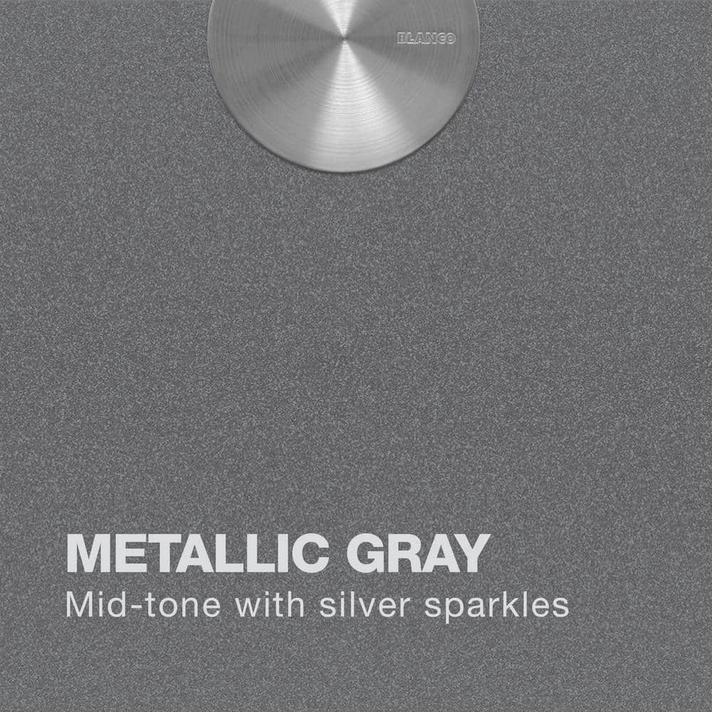 Metallic Gray Double Bowl Undermount Stone Kitchen Sink