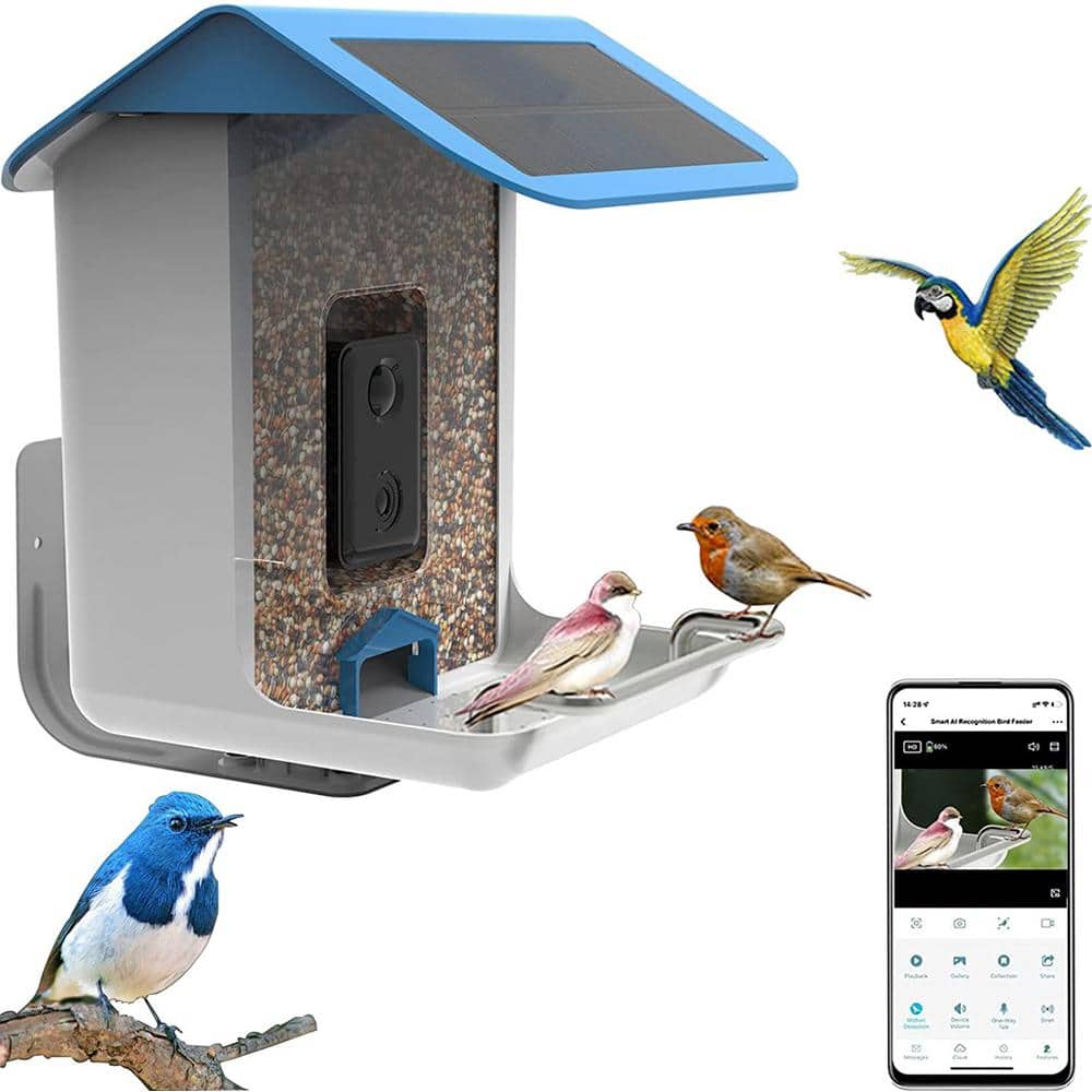 Smart Bird Feeder Bird House with 1080p HD Camera Solar Roof Built-In Microphone (include 32G SD Card)