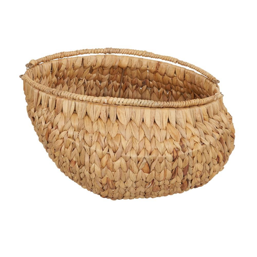 Natural Water Hyacinth Wicker Storage Basket with Handles