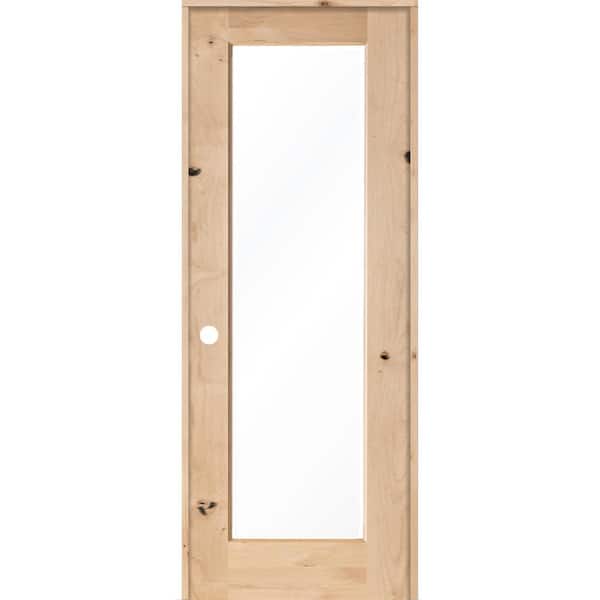 Krosswood Doors 32 in. x 96 in. Rustic Knotty Alder 1-Lite with Solid Wood Core Right-Hand Single Prehung Interior Door