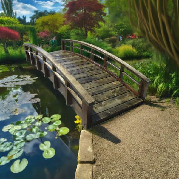 SamsGazebos Monet's Japanese bridge 8 ft. Treated Brown MB-BM8-T