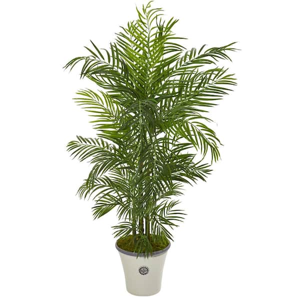 Nearly Natural 6 ft. Indoor/Outdoor Areca Palm Artificial Tree in Planter UV Resistant
