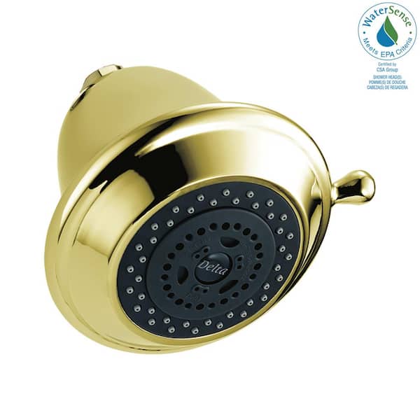 Delta 3-Spray Patterns 1.75 GPM 4.88 in. Wall Mount Fixed Shower Head in Polished Brass