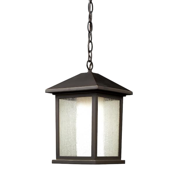 Unbranded Mesa 13.5 in. 1-Light Oil Rubbed Bronze Outdoor Hardwired Weather Resistant Pendant Light with No Bulbs Included