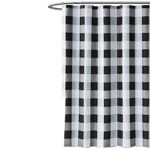Everyday Buffalo Plaid 72 in. Black and White Shower Curtain