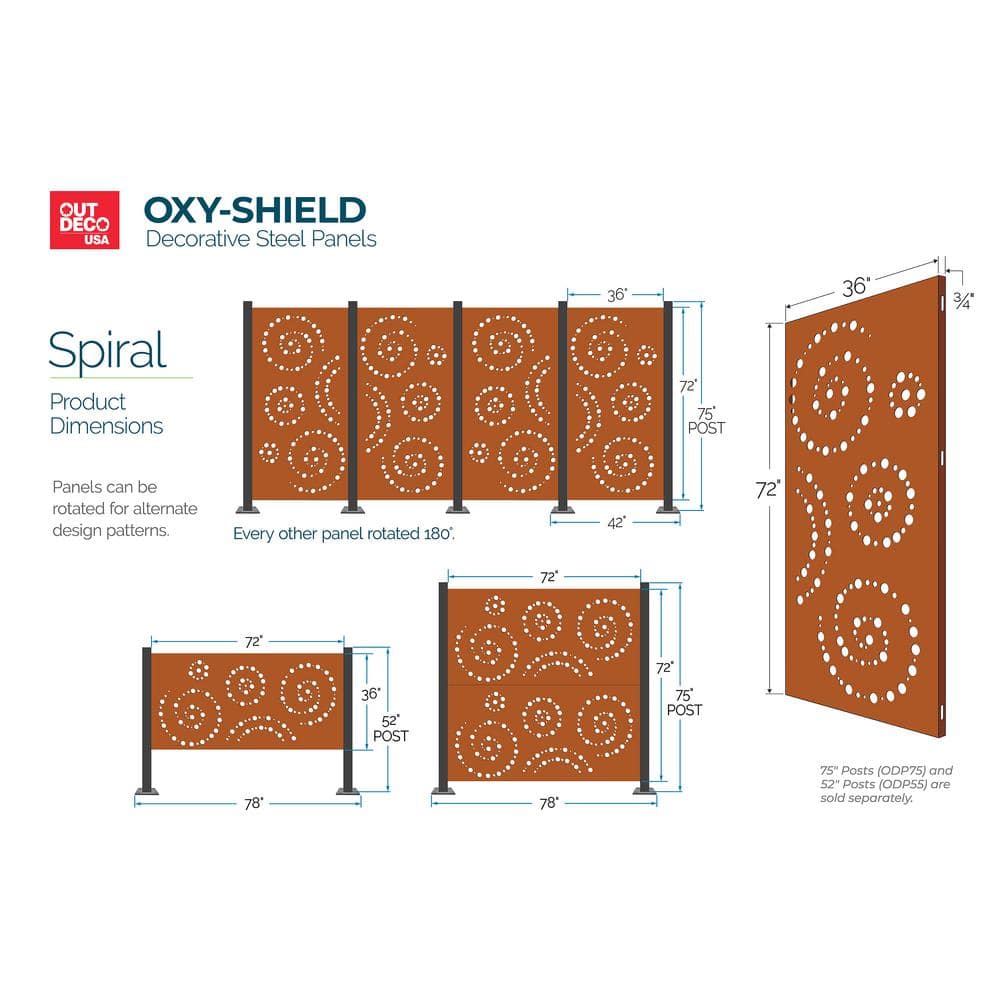 Rustic Spiral Decorative Corten Steel Screen Panel