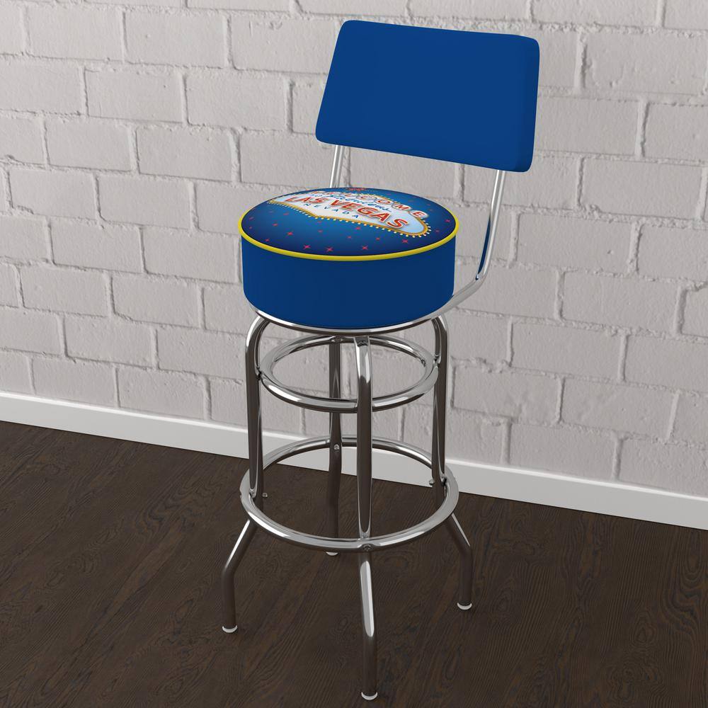 Las Vegas Fabulous Las Vegas 31 in. Blue Low Back Metal Bar Stool with
