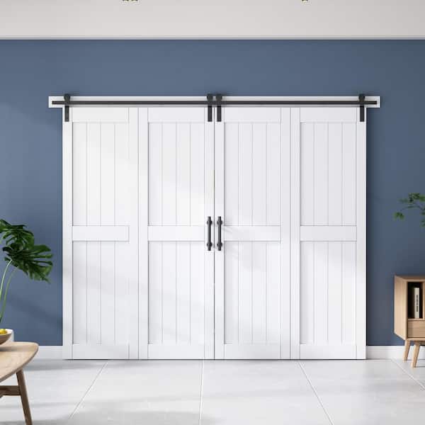 SANDING 96 in. x 84 in. Paneled White Primed H Shape MDF No