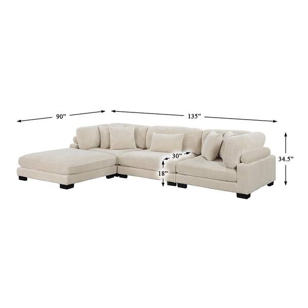 Lazzara Turbo 135 in. Straight Arm 4-Piece Corduroy Fabric Lazzara Turbo 135 in. Straight Arm 4-Piece Corduroy Fabric