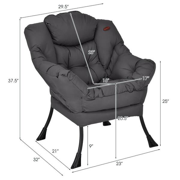 Costway 29.5 in. Gray Modern Polyester Fabric Lazy Arm Chair