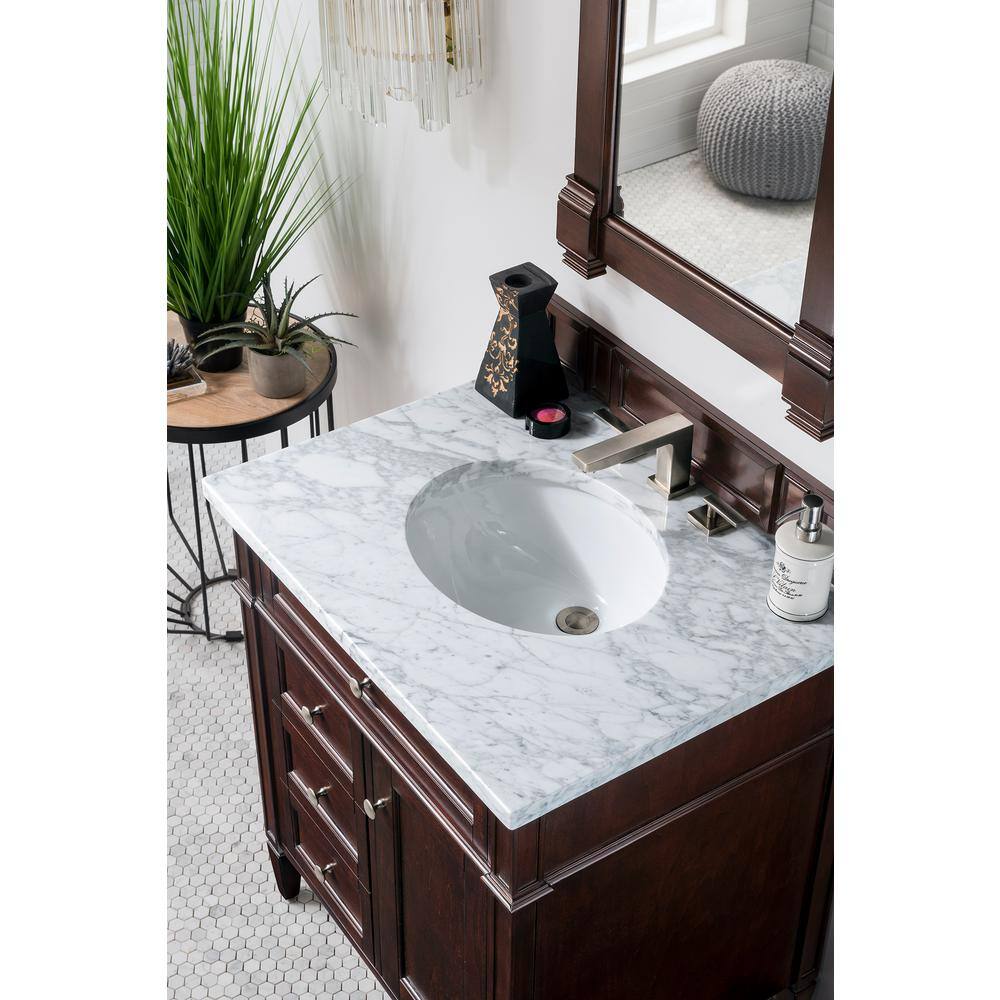 Burnished Mahogany Rectangular Wood Framed Vanity Mirror