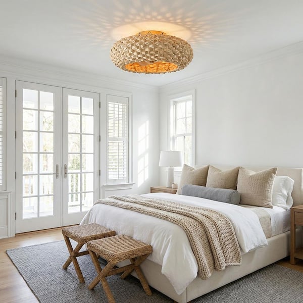 IHOMEadore 20 in. Indoor 4-Light Fandelier Gold Low Profile