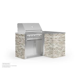 Signature Series Stainless Steel 4-Piece L Shape Outdoor Kitchen Cabinet Set with 33 in. Grill Cabinet