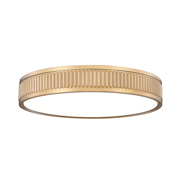 Unbranded Stari 16.75 in. Modern Gold Integrated LED 1 Light Flush Mount with Frosted Acrylic Shade