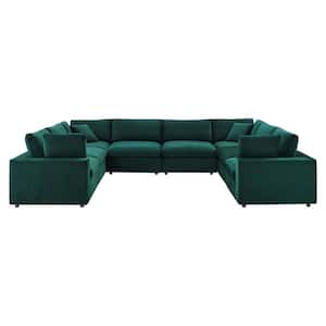 Commix 158 in. 8-Piece Green Down Filled Overstuffed Performance Velvet Sectional Sofa