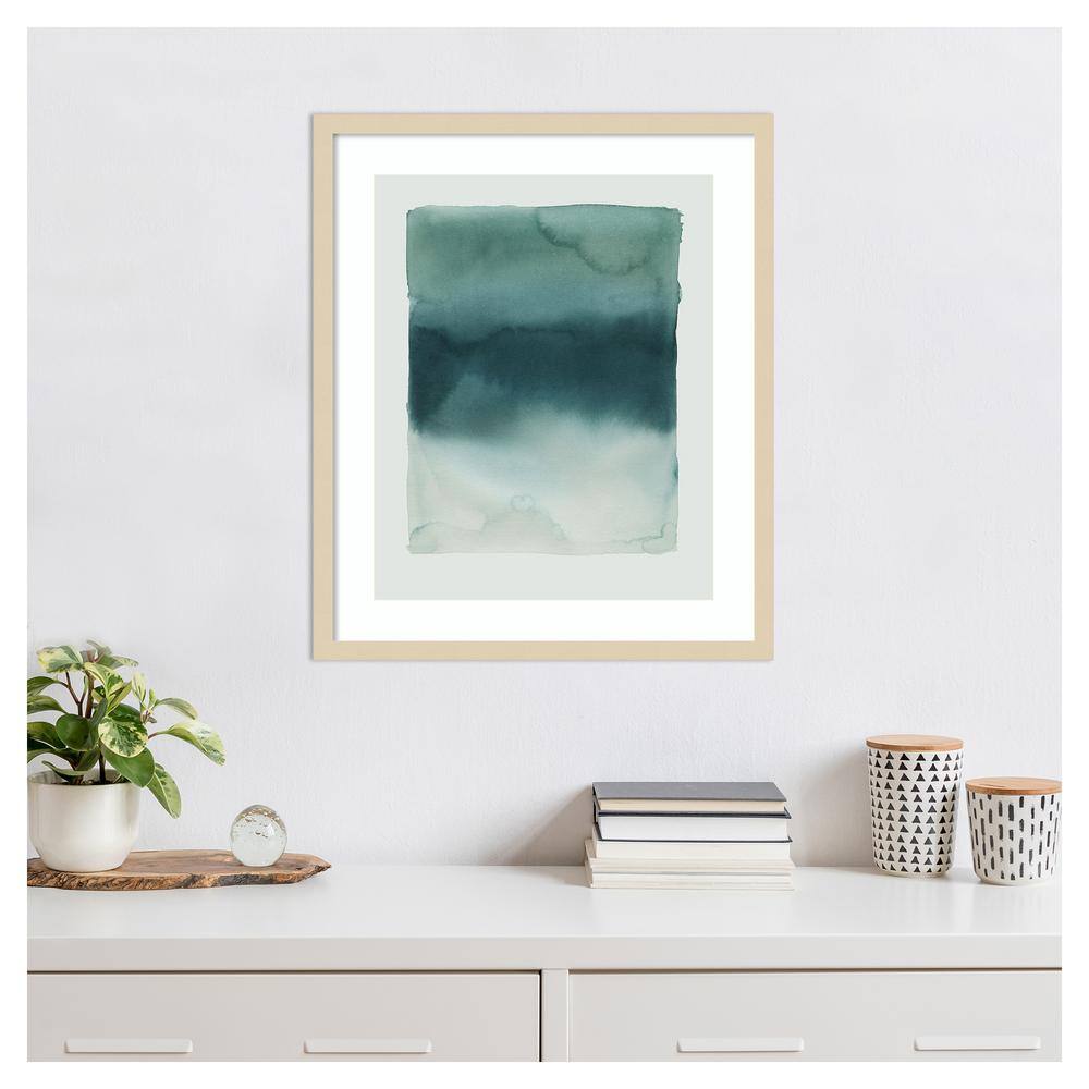 Tide Dye II Abstract Expressionism Framed Wall Art in Natural Wood