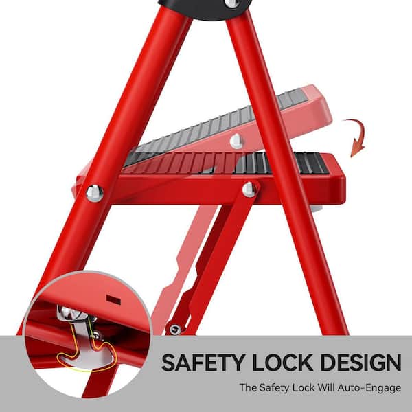 3.6 ft. Metal Lightweight Step Ladder (9 ft. Reach) with Anti-slip Pedals, 330 lb. Load Capacity Type IA Duty Rating