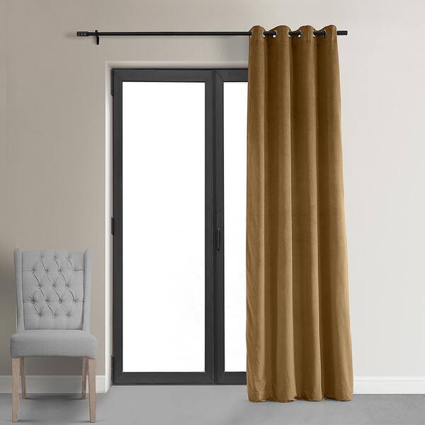 52 x 96 inch Velvet Curtains with Grommets Gold - 2 Panels