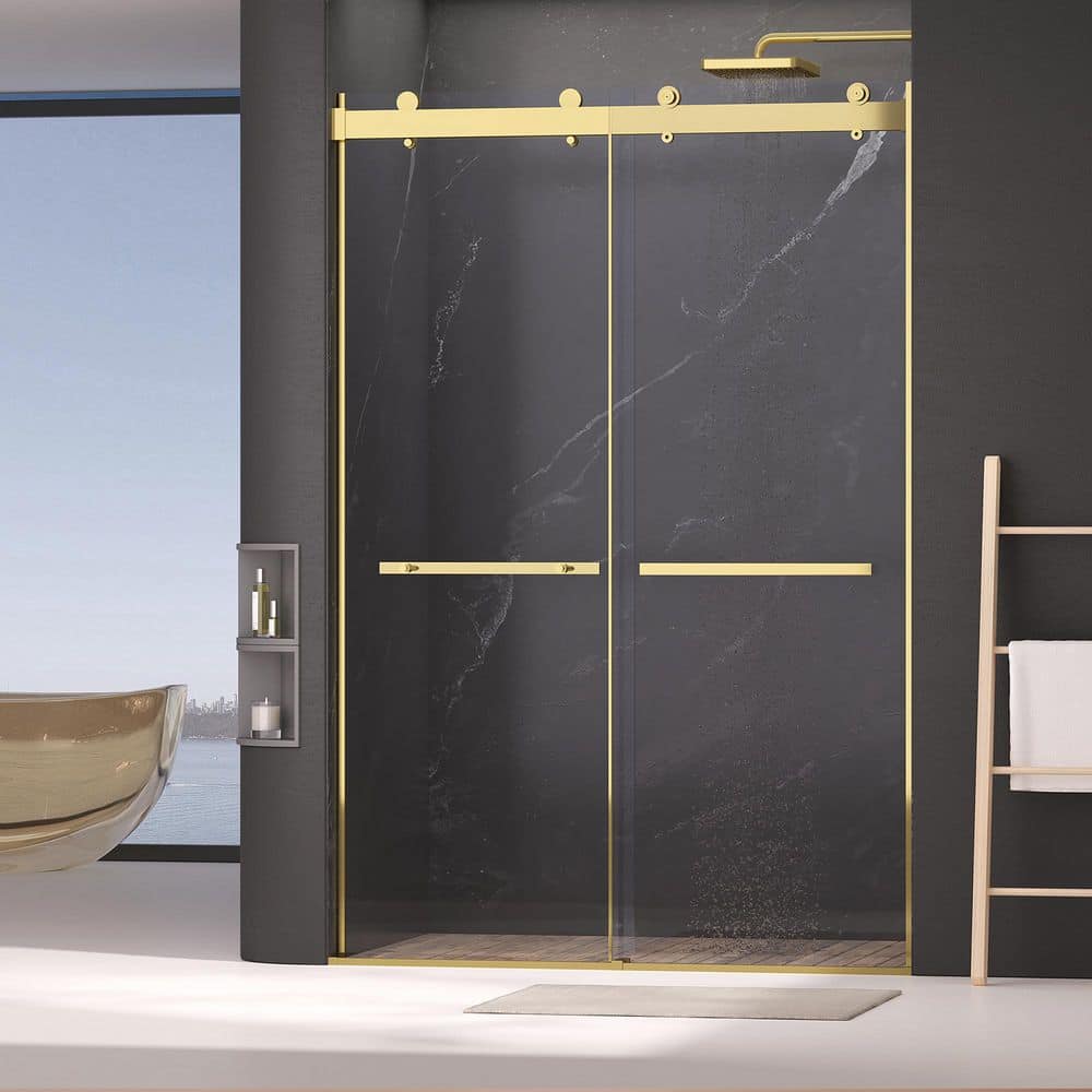 Yingze 54 in. W x 75 in. H Sliding Frameless Shower Door in
