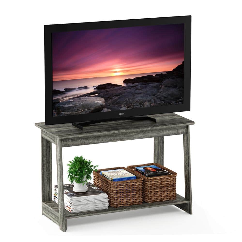 French Oak Grey Particle Board TV Stand with Bottom Shelf