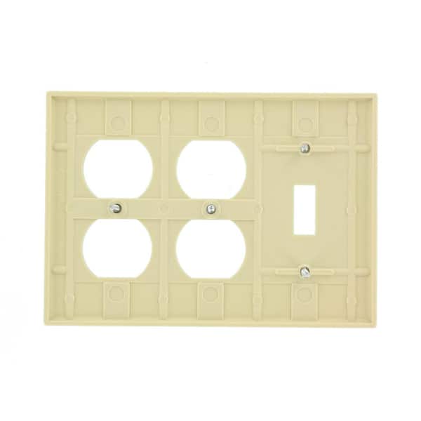 White Standard Size Thermoset Device Mount Leviton 88047 3-Gang 1-Toggle 2-Duplex Device Combination Wallplate 