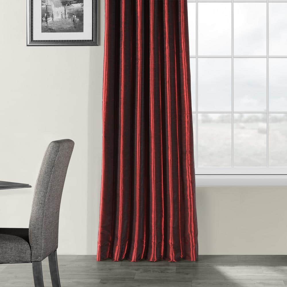 Ruby Faux Silk Pleated 120-Inch Window Curtain Panel