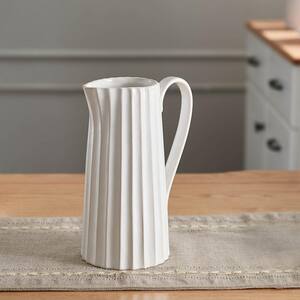 Genteel Charm White Ceramic Decorative Pitcher Vase 11132