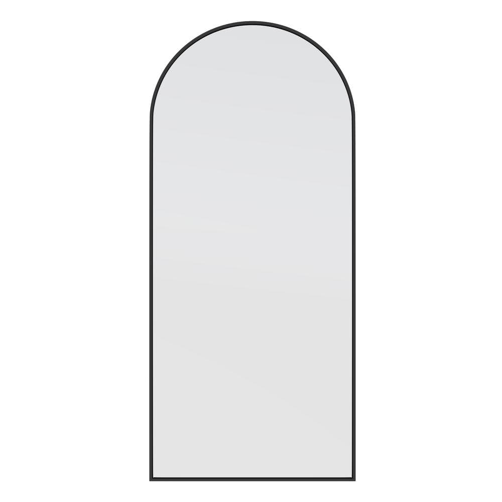 Black Arched Full Length Wood Mirror, 67" x 30"